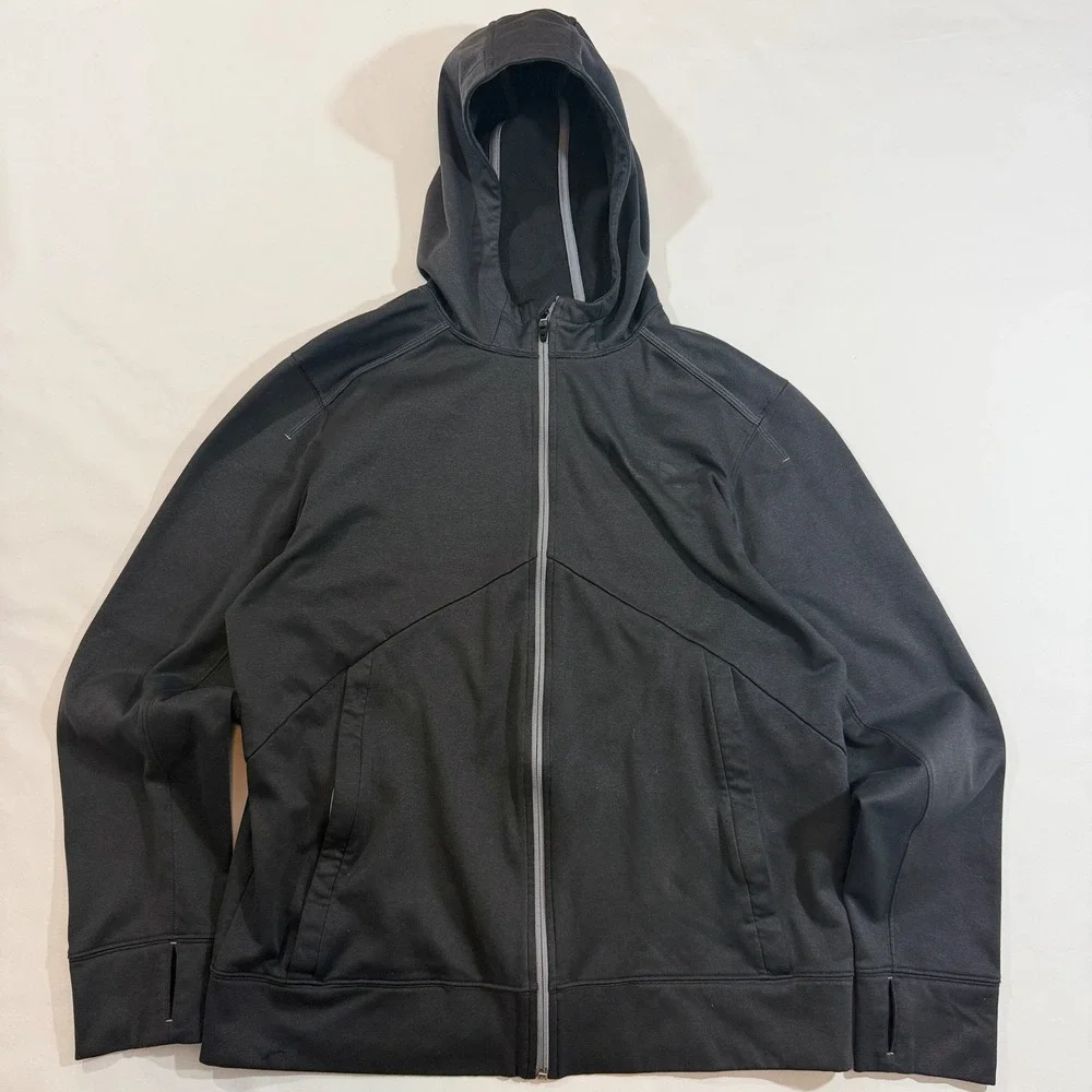 The North Face Full Zip Hoodie Men Large Black Thumbhole Fleece CBE6